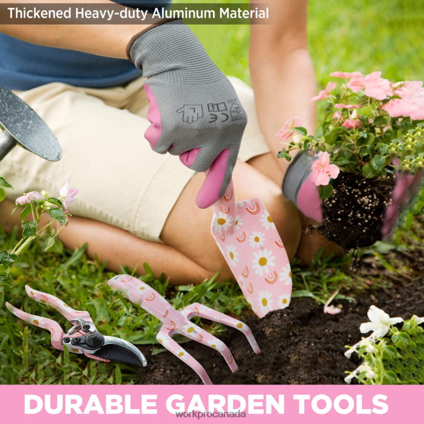 White/Pink WORKPRO 5PCS Aluminum Heavy Duty Gardening Tool Set Tool ZNRDXV284
