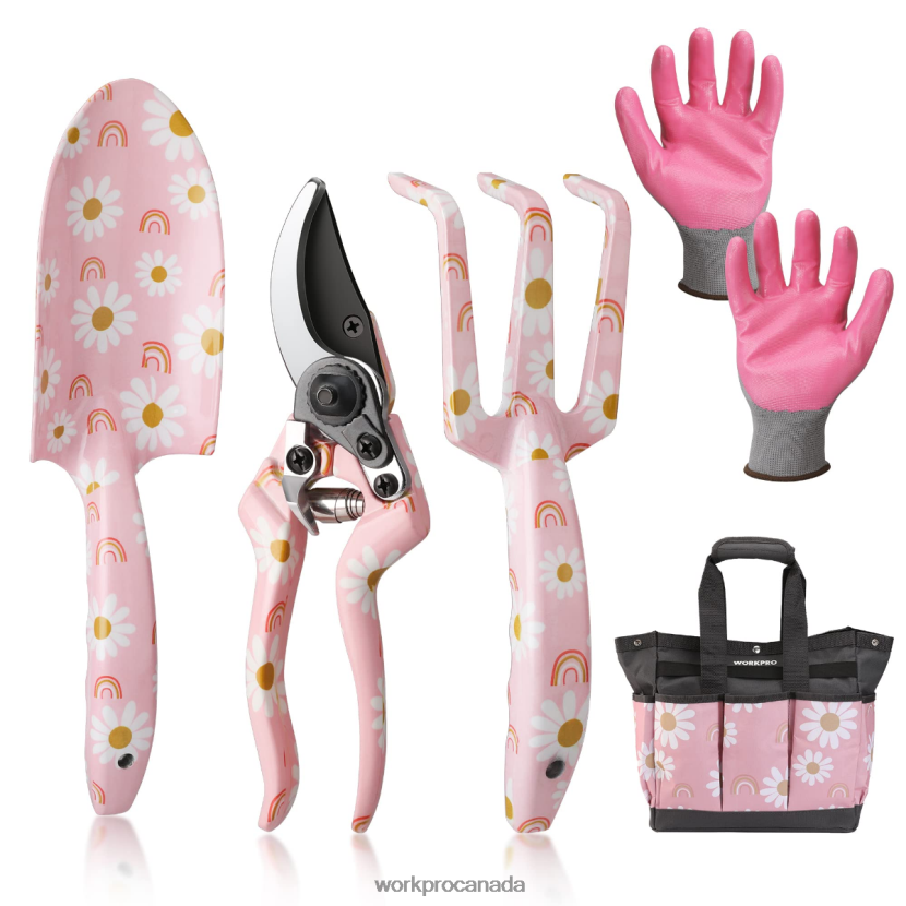 White/Pink WORKPRO 5PCS Aluminum Heavy Duty Gardening Tool Set Tool ZNRDXV284