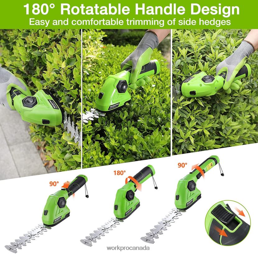 Green/White WORKPRO Cordless Grass Shear & Shrubbery Trimmer 2 in 1 Handheld Hedge Trimmer 7.2V Electric Grass Trimmer Hedge Shears Tool ZNRDXV297
