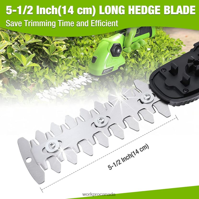 Green/White WORKPRO Cordless Grass Shear & Shrubbery Trimmer 2 in 1 Handheld Hedge Trimmer 7.2V Electric Grass Trimmer Hedge Shears Tool ZNRDXV297