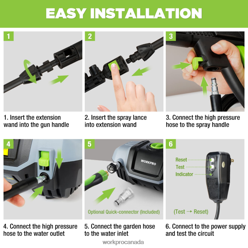 Helpful WORKPRO 1900 Max PSI 1.8 GPM 12-Amp Compact Electric High Pressure Washer Tool ZNRDXV299