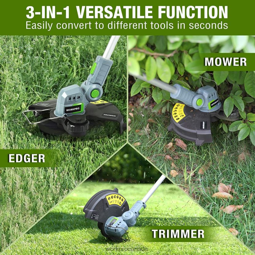 Helpful WORKPRO 20V Cordless String Trimmer / Edger 12-inch with 2Ah Lithium-Ion Battery 1 Hour Quick Charger 16.4ft Trimmer Line Included Tool ZNRDXV293