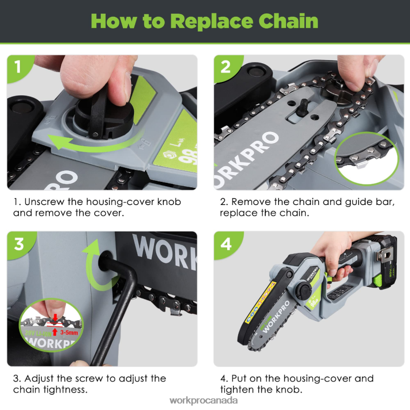 Morden WORKPRO 20V Brushless Cordless Compact Chainsaw with 4.0Ah Battery and Replacement Chain Tool ZNRDXV298