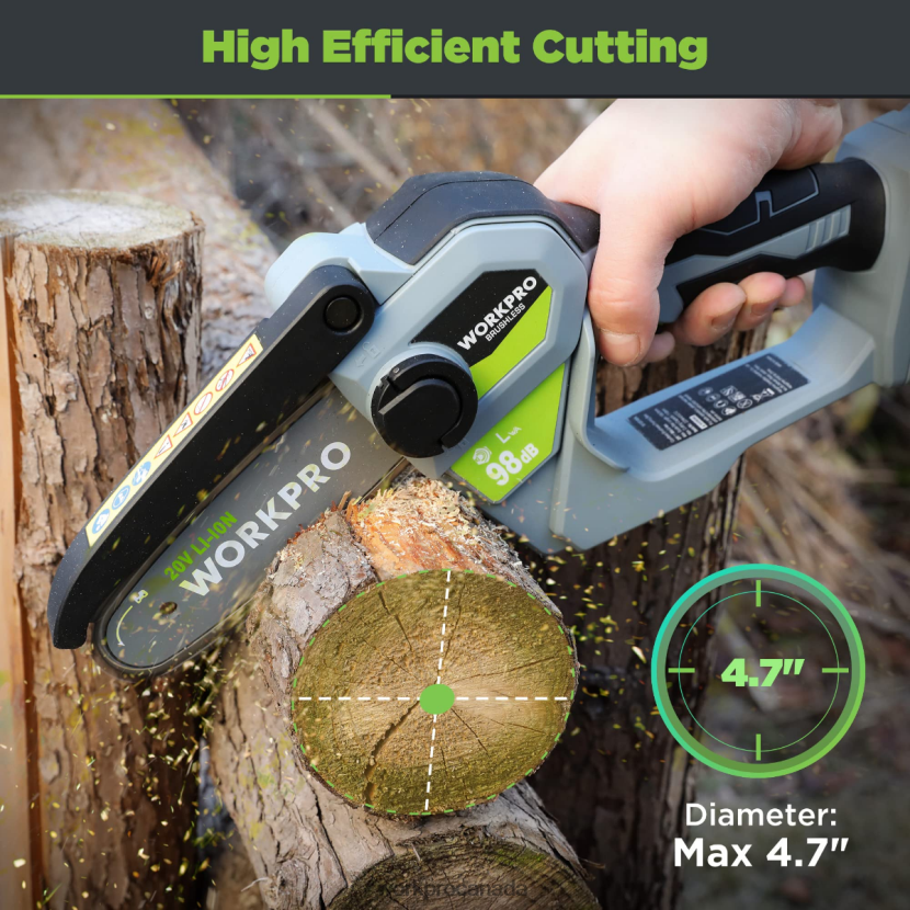 Morden WORKPRO 20V Brushless Cordless Compact Chainsaw with 4.0Ah Battery and Replacement Chain Tool ZNRDXV298