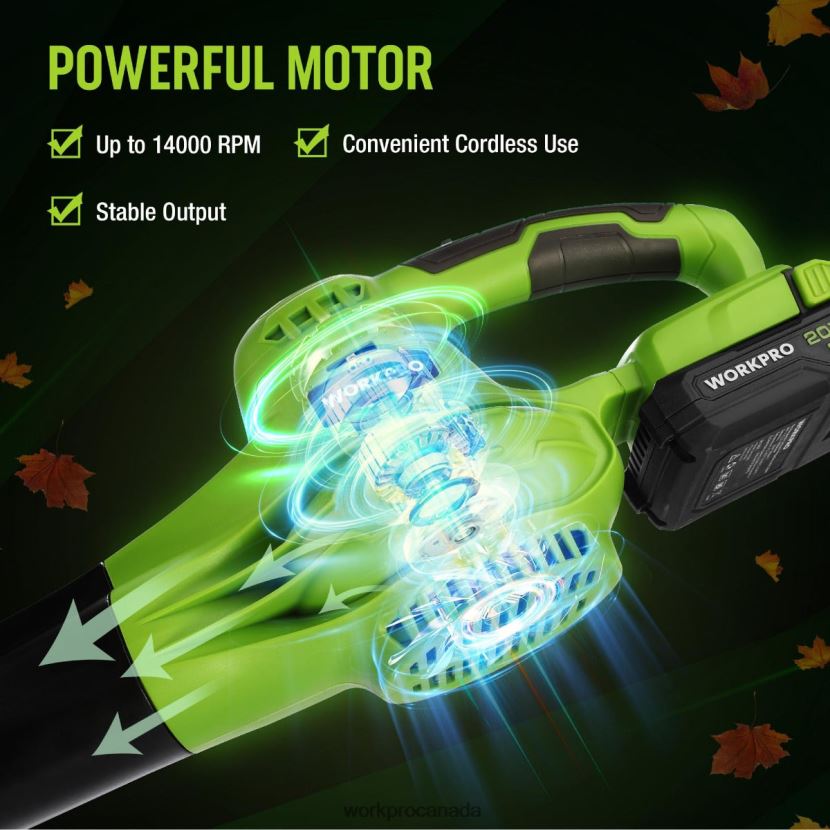 Morden WORKPRO 20V Lightweight Mini Cordless Leaf Blower wih Battery and Charger, 2-Speed Control Tool ZNRDXV303