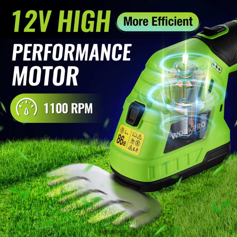 Morden WORKPRO 2 in 1 12V Electric Cordless Grass Hedge Shear & Handheld Shrubbery Trimmer, with 2.0Ah Rechargeable Lithium-Ion Battery and 1 Hour Fast Charger Tool ZNRDXV301