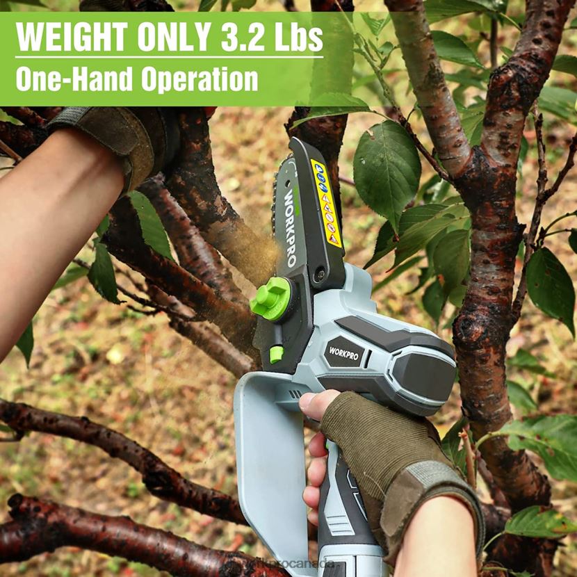 New WORKPRO Mini Chainsaw, Cordless Electric Compact Chain Saw with 2 Batteries, Replacement Guide Bar and Chain Tool ZNRDXV291