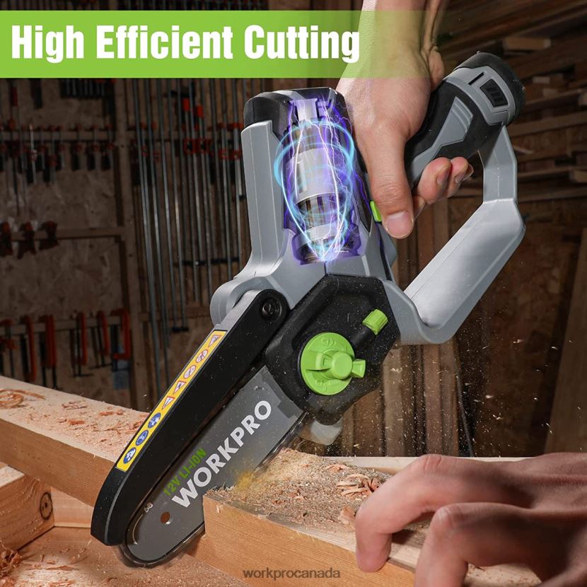 New WORKPRO Mini Chainsaw, Cordless Electric Compact Chain Saw with 2 Batteries, Replacement Guide Bar and Chain Tool ZNRDXV291