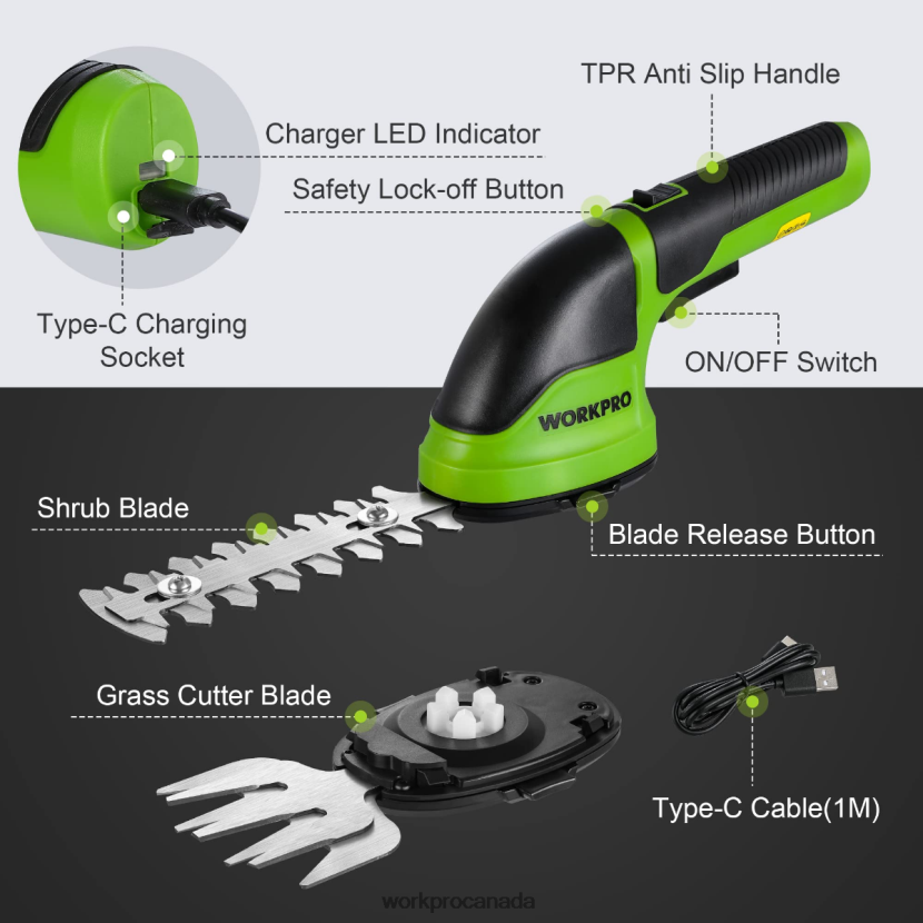 Pink/Green/White WORKPRO 2 in 1 Handheld 3.6V Electric Cordless Shrubbery Trimmer Hedge Shears/Grass Cutter Tool ZNRDXV268