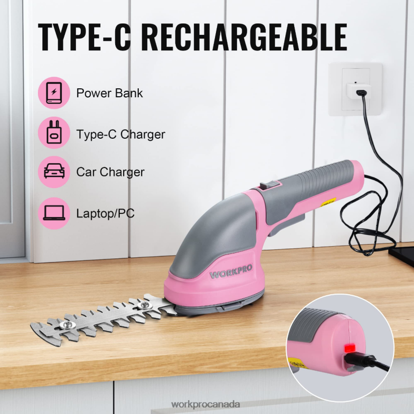 Pink/Green/White WORKPRO 2 in 1 Handheld 3.6V Electric Cordless Shrubbery Trimmer Hedge Shears/Grass Cutter Tool ZNRDXV268