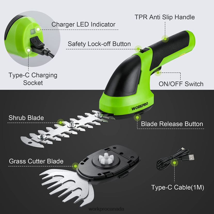 Pink/Green/White WORKPRO 2 in 1 Handheld 7.2V Electric Cordless Shrubbery Trimmer Hedge Shears/Grass Cutter Tool ZNRDXV269