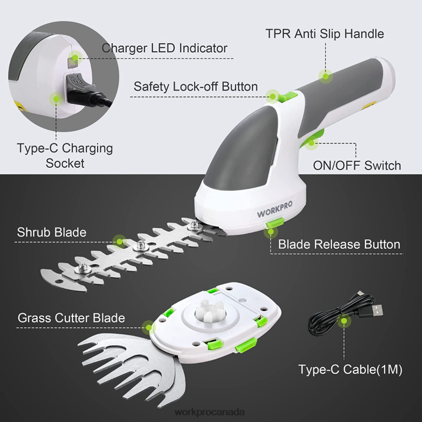 Pink/Green/White WORKPRO 2 in 1 Handheld 7.2V Electric Cordless Shrubbery Trimmer Hedge Shears/Grass Cutter Tool ZNRDXV269