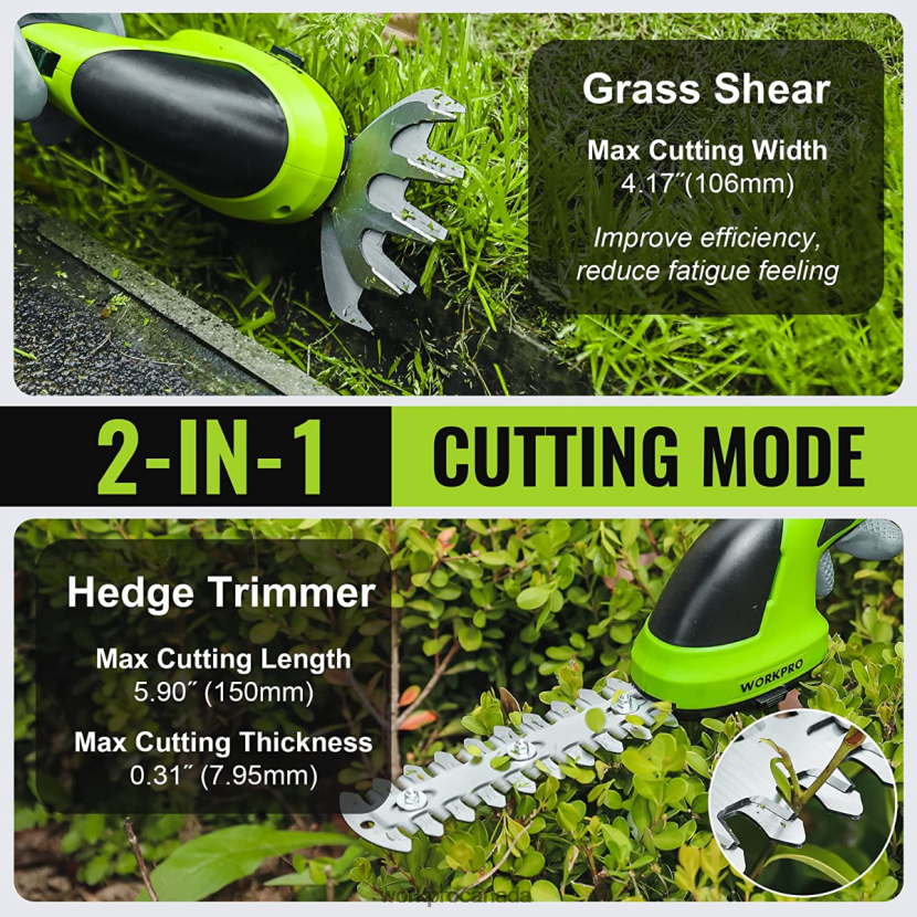 Pink/Green/White WORKPRO 2 in 1 Handheld 7.2V Electric Cordless Shrubbery Trimmer Hedge Shears/Grass Cutter Tool ZNRDXV269