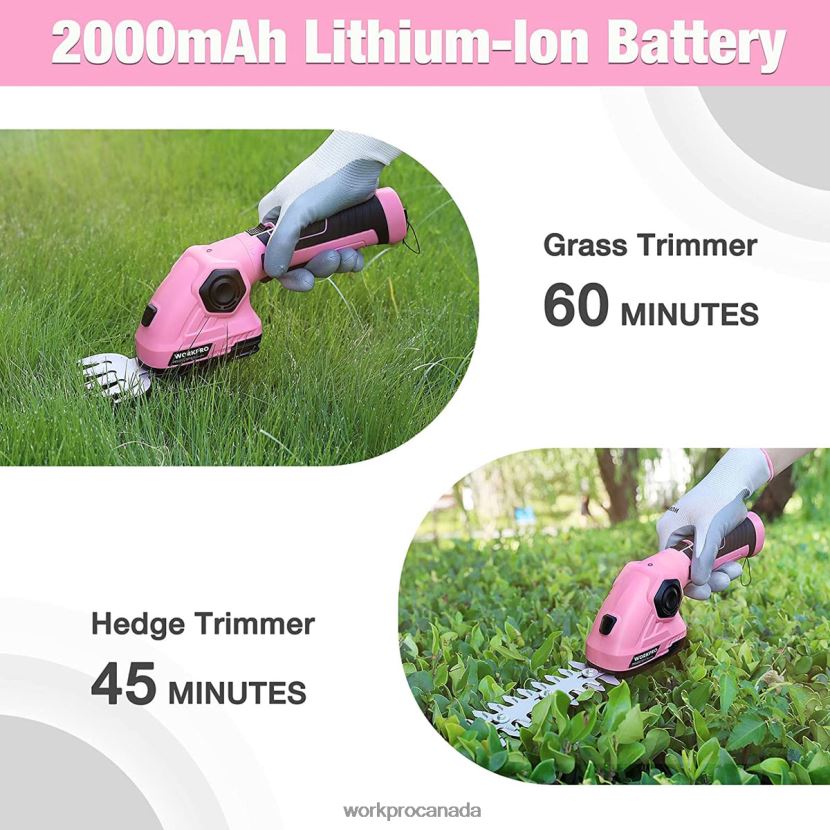Pink WORKPRO 2 in 1 Handheld Hedge Trimmer 7.2V Electric Grass Trimmer/Hedge Shears Tool ZNRDXV266