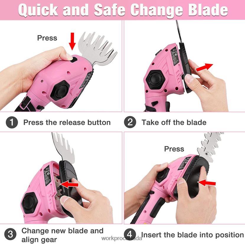 Pink WORKPRO 2 in 1 Handheld Hedge Trimmer 7.2V Electric Grass Trimmer/Hedge Shears Tool ZNRDXV266