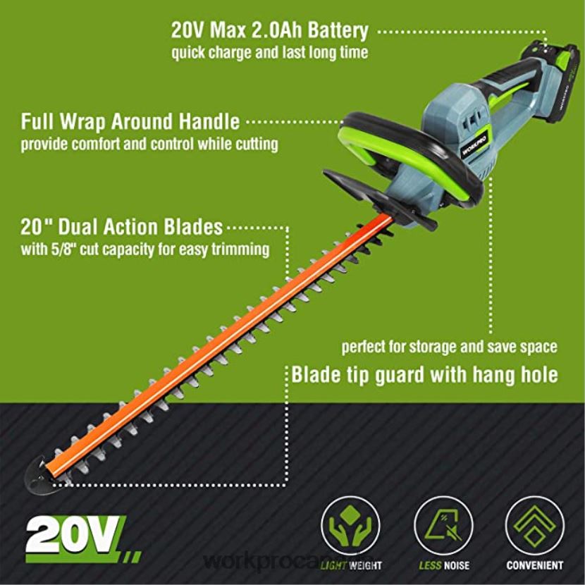 Morden WORKPRO 20V Cordless Hedge Trimmer & 2 in 1 Handheld Hedge Trimmer & 2-Piece Pruning Shears & Garden Knee Pads Tool ZNRDXV320