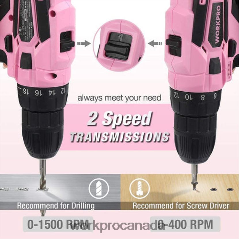Pink WORKPRO 12V Cordless Drill Driver Kit & 103 Pcs Tool Kit & 8 Pcs Magnetic Screwdrivers Set & 6-in-1 Staple Gun Tool ZNRDXV315