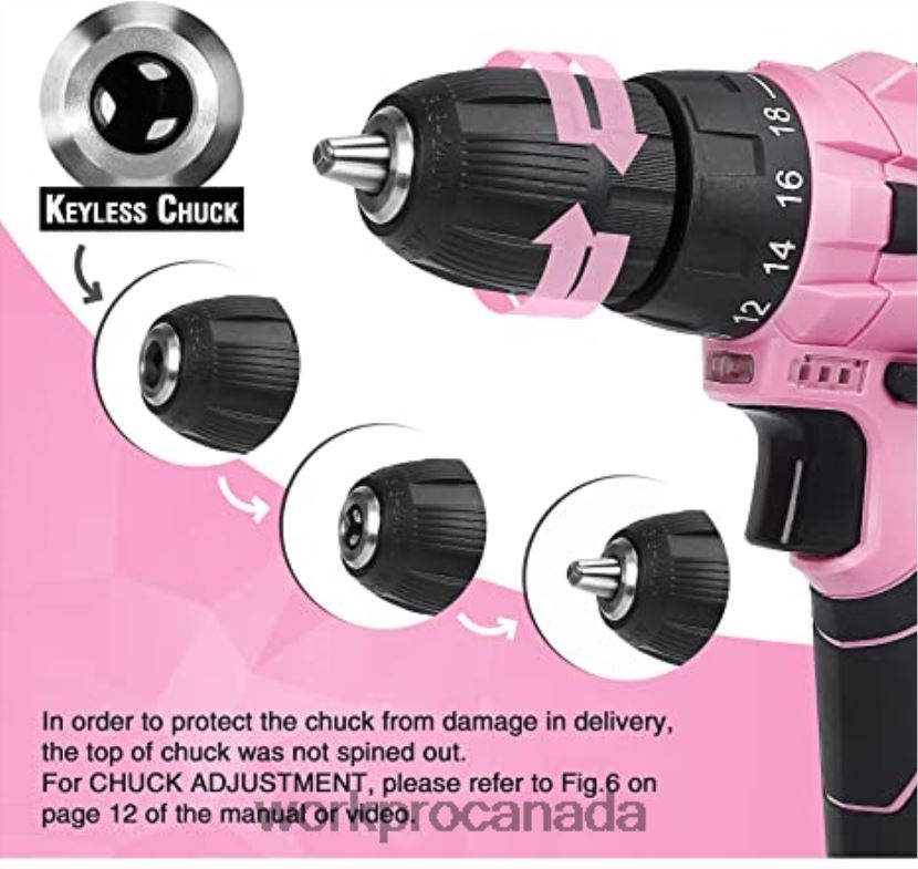 Pink WORKPRO 12V Cordless Drill Set & 6-in-1 Staple Gun & 8 Pcs Magnetic Screwdrivers Set & Cordless Hot Melt Glue Gun Tool ZNRDXV313