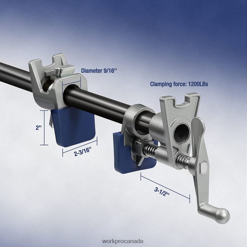 Black WORKPRO 2 Pcs Pipe Clamps, Aluminum Die-casting Lightweight Tube Clamps Tool ZNRDXV124