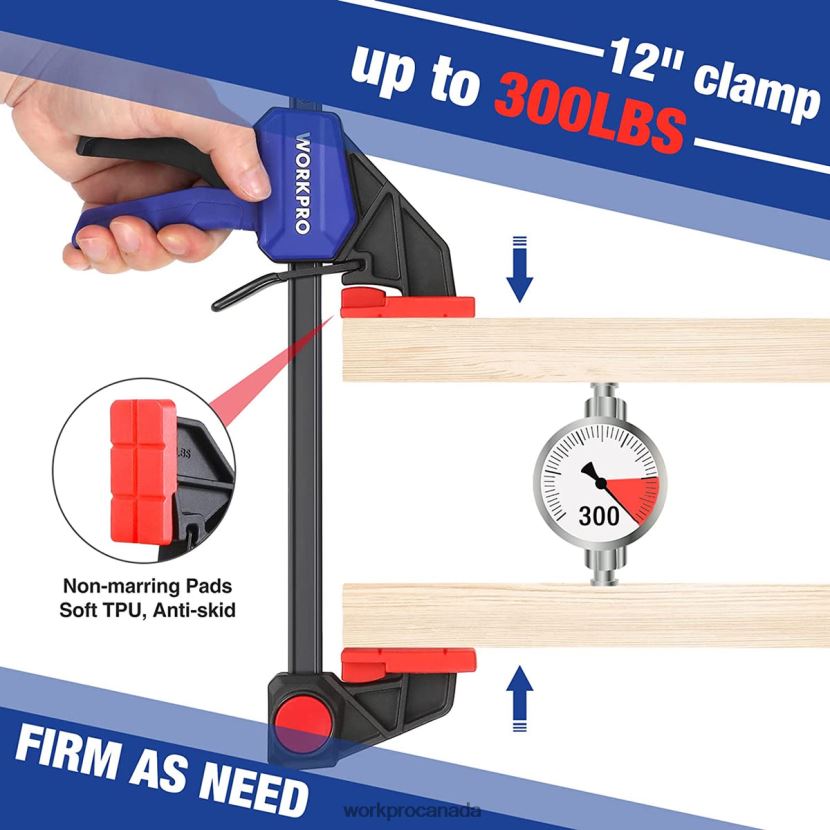 Morden WORKPRO 2 Pcs Bar Clamps for Woodworking, Medium Duty 300lbs One-Handed Clamp/Spreader Tool ZNRDXV118
