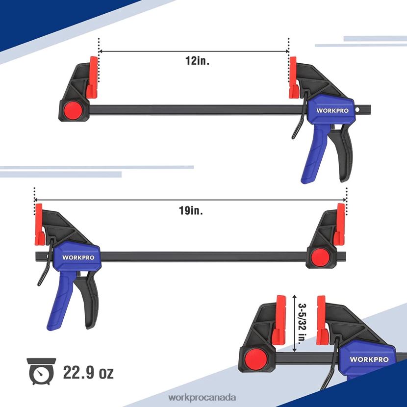 Morden WORKPRO 2 Pcs Bar Clamps for Woodworking, Medium Duty 300lbs One-Handed Clamp/Spreader Tool ZNRDXV118
