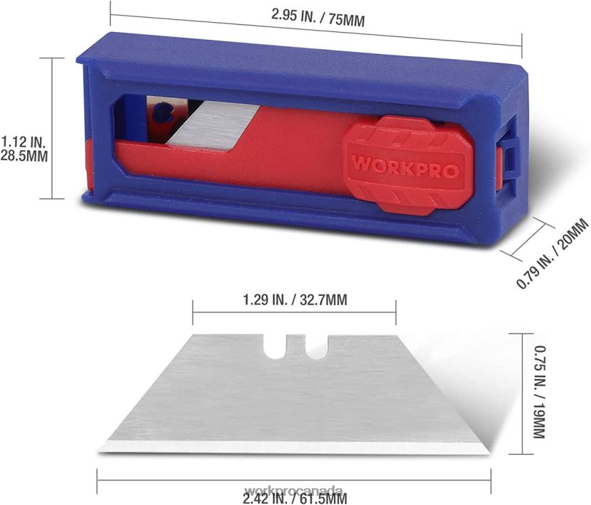 Morden WORKPRO Utility Knife Blades, SK5 Steel Box Cutter Blades Refills, Standard Size with Individual Dispenser, Pack of 50 Tool ZNRDXV55