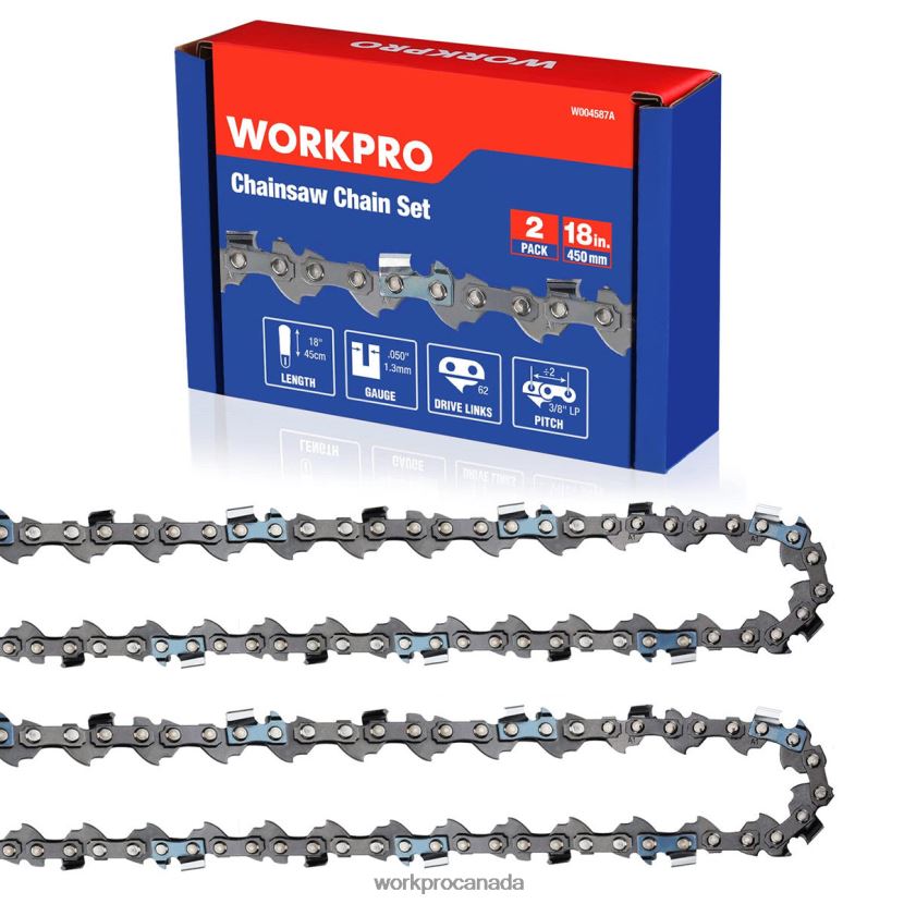 New WORKPRO 2-Pack Chainsaw Chain, 3/8"Pitch, 62 Drive Links Wood Cutting Saw Chain for Chainsaw Parts Tool ZNRDXV203