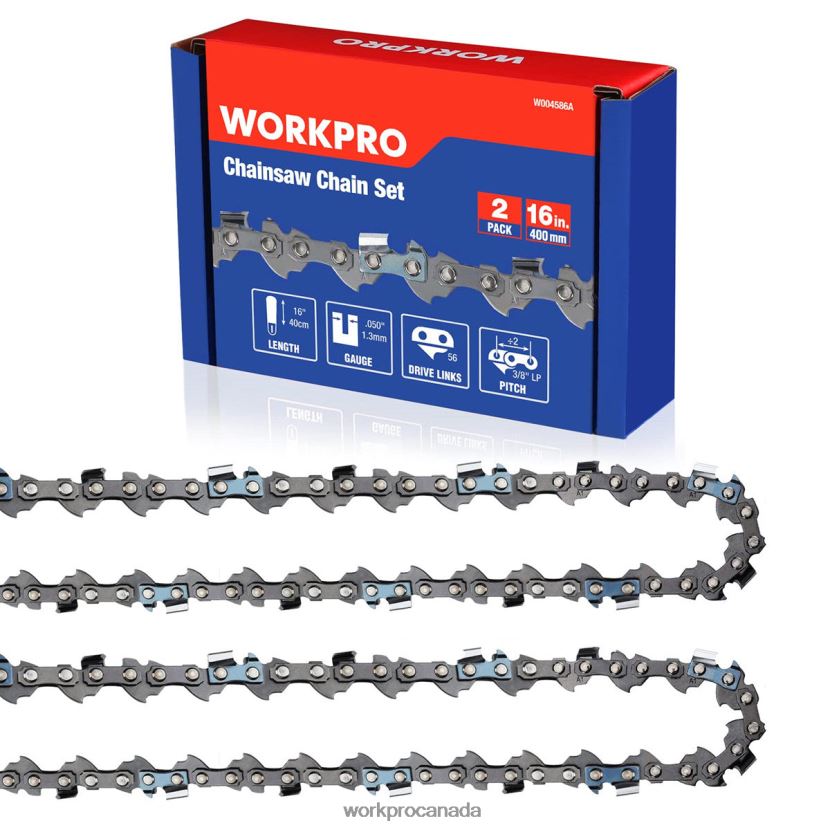 Useful WORKPRO 2-Pack Chainsaw Chain, 3/8"Pitch, 56 Drive Links Wood Cutting Saw Chain for Chainsaw Parts Tool ZNRDXV204