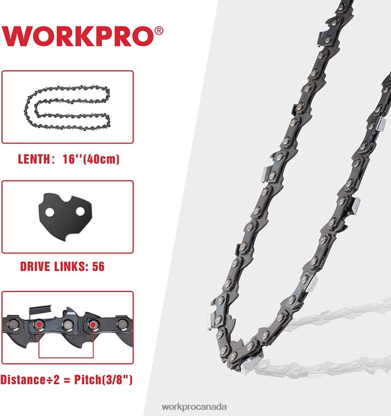 Useful WORKPRO 2-Pack Chainsaw Chain, 3/8