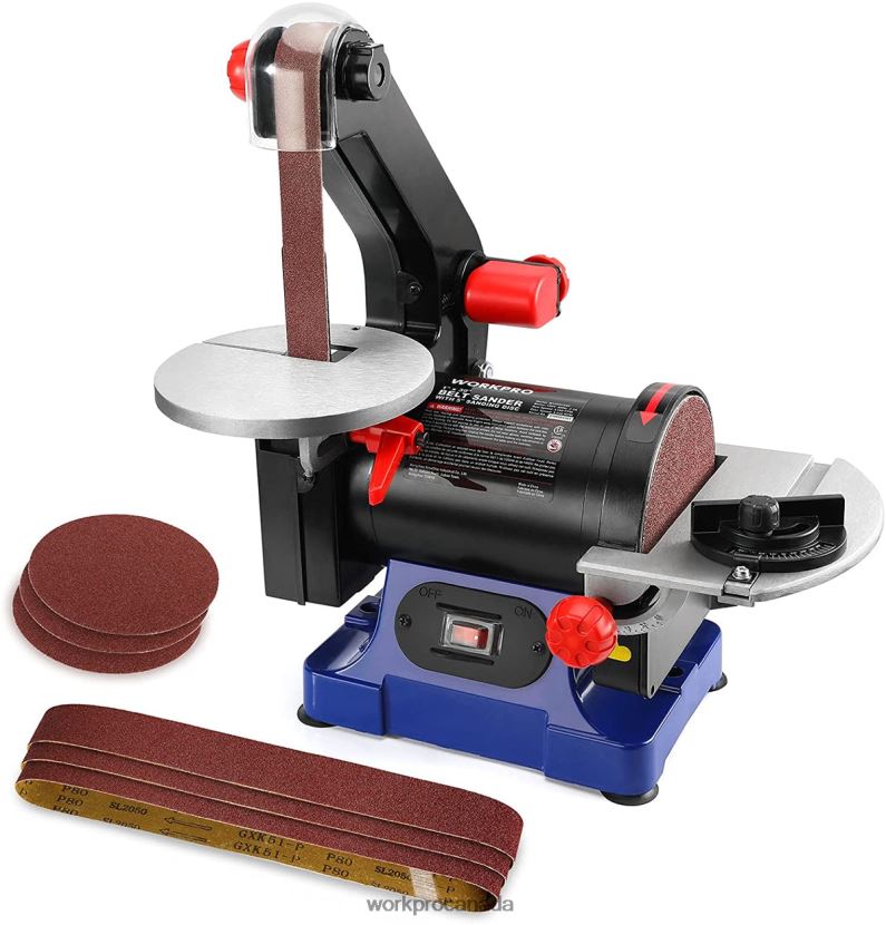 Helpful WORKPRO Disc Belt Sander, 1 in. x 30 in. Belt & 5 in. Sanding Disc, including 6 PCS Sandpapers Tool ZNRDXV237