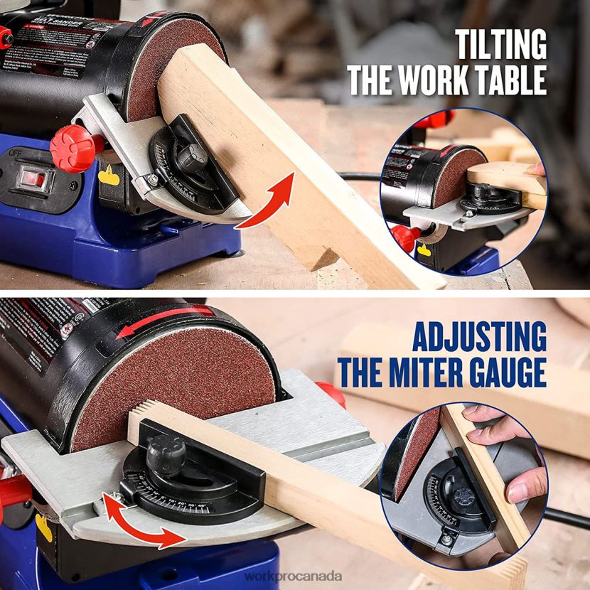 Helpful WORKPRO Disc Belt Sander, 1 in. x 30 in. Belt & 5 in. Sanding Disc, including 6 PCS Sandpapers Tool ZNRDXV237