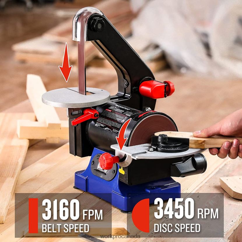 Helpful WORKPRO Disc Belt Sander, 1 in. x 30 in. Belt & 5 in. Sanding Disc, including 6 PCS Sandpapers Tool ZNRDXV237