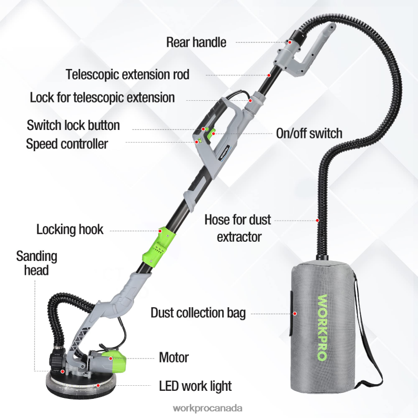 Morden WORKPRO 720W Electric Drywall Sander with Vacuum Tool ZNRDXV228