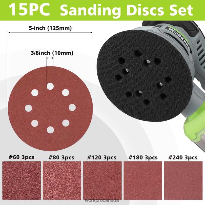 Useful WORKPRO 2.5 Amp Electric 5-Inch Random Orbit Sander, 6 Variable Speeds 7000 to 14000 RPM Tool ZNRDXV233