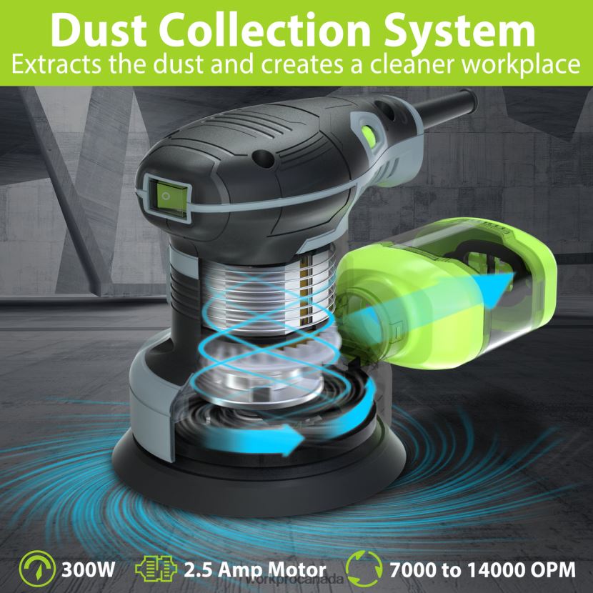 Useful WORKPRO 2.5 Amp Electric 5-Inch Random Orbit Sander, 6 Variable Speeds 7000 to 14000 RPM Tool ZNRDXV233