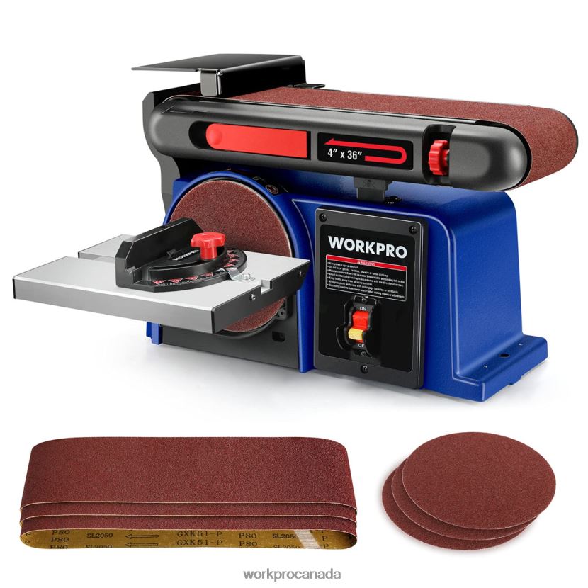 Useful WORKPRO Belt Disc Sander, 4 in. x 36 in. Belt & 6 in. Disc Sander with 6 pcs Sandpapers, Cast Iron Base for Sanding Woodworking Tool ZNRDXV235