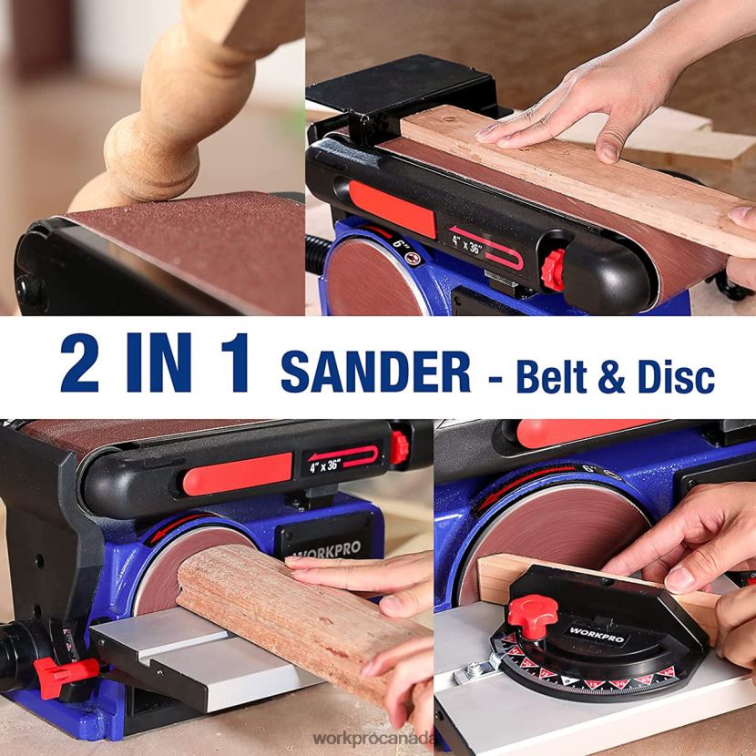 Useful WORKPRO Belt Disc Sander, 4 in. x 36 in. Belt & 6 in. Disc Sander with 6 pcs Sandpapers, Cast Iron Base for Sanding Woodworking Tool ZNRDXV235