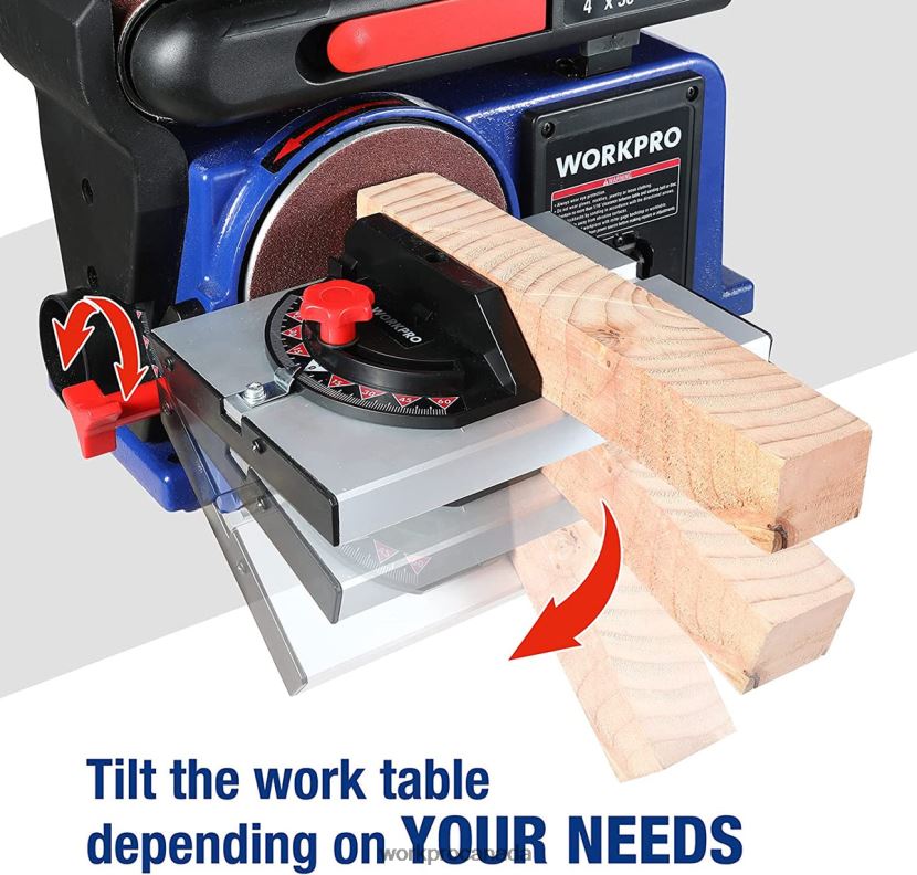Useful WORKPRO Belt Disc Sander, 4 in. x 36 in. Belt & 6 in. Disc Sander with 6 pcs Sandpapers, Cast Iron Base for Sanding Woodworking Tool ZNRDXV235