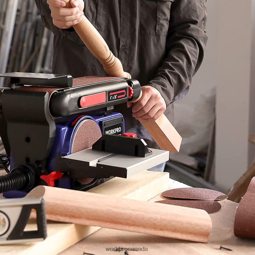 Useful WORKPRO Belt Disc Sander, 4 in. x 36 in. Belt & 6 in. Disc Sander with 6 pcs Sandpapers, Cast Iron Base for Sanding Woodworking Tool ZNRDXV235