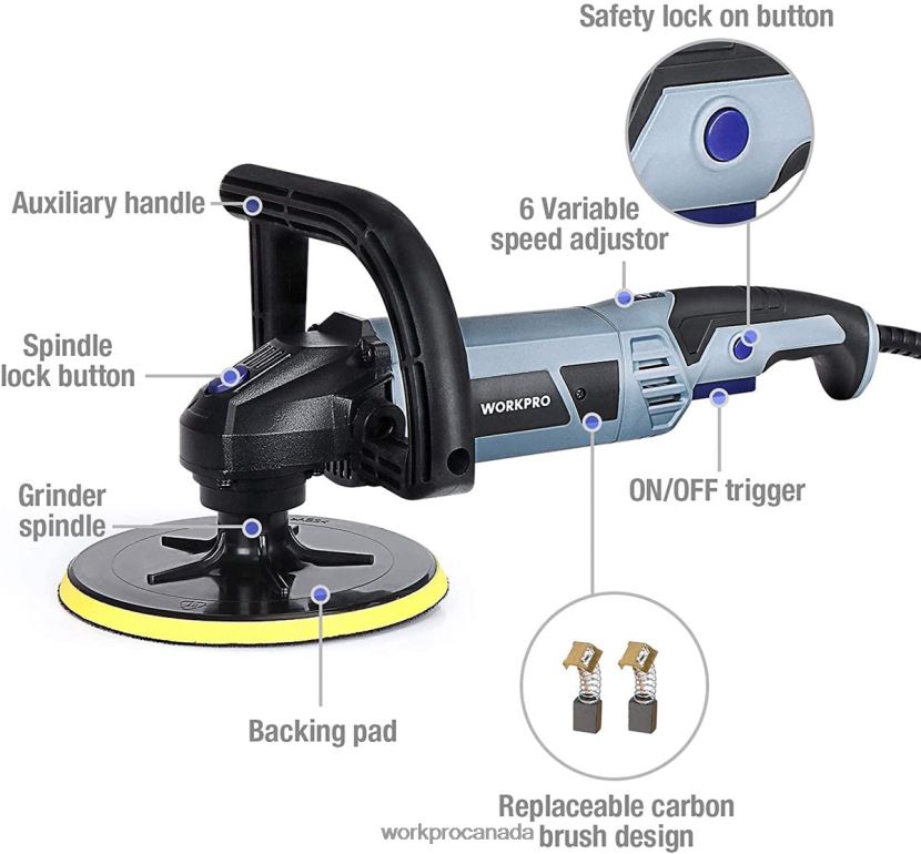 Helpful WORKPRO Detachable Handle Buffer Polisher with Accessories Tool ZNRDXV231