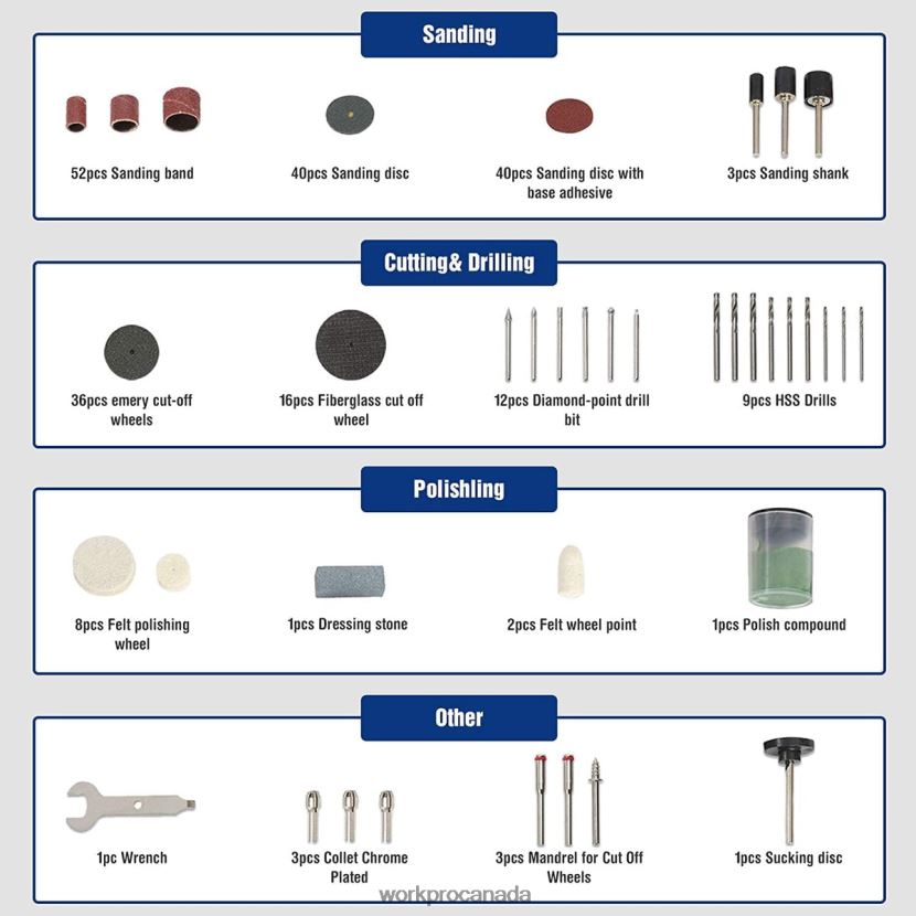 Morden WORKPRO 276 Pcs Rotary Tool Accessories Kit Cutting Carving and Polishing Universal Fitment Tool ZNRDXV191