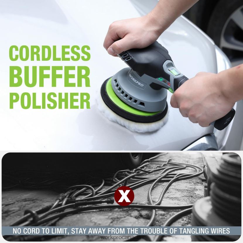 Morden WORKPRO 6-Inch Dual Action Cordless Car Buffer Polisher with 2 pcs 12V Rechargeable Battery Tool ZNRDXV238