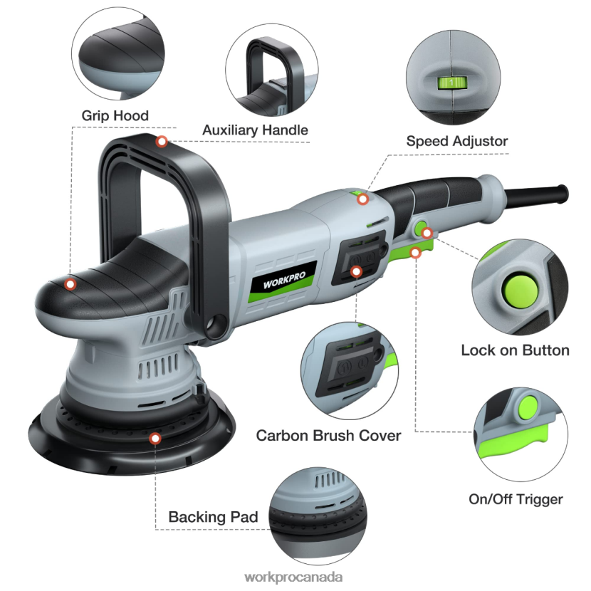 Morden WORKPRO Buffer Polisher, 6-inch 1080W Dual Action Random Orbital Polish Kit Tool ZNRDXV240