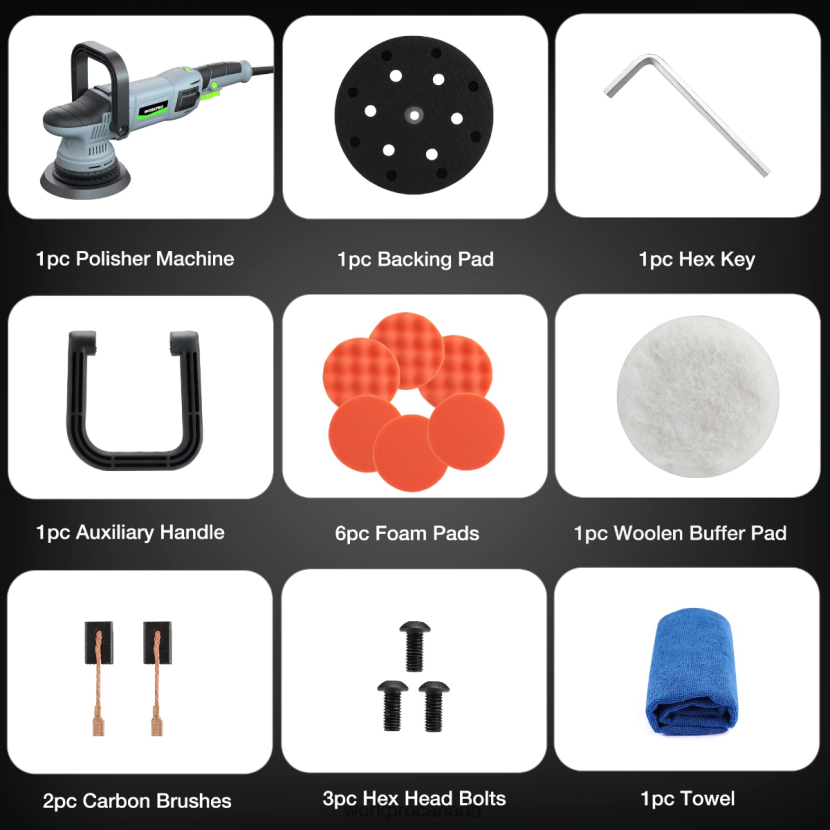 Morden WORKPRO Buffer Polisher, 6-inch 1080W Dual Action Random Orbital Polish Kit Tool ZNRDXV240