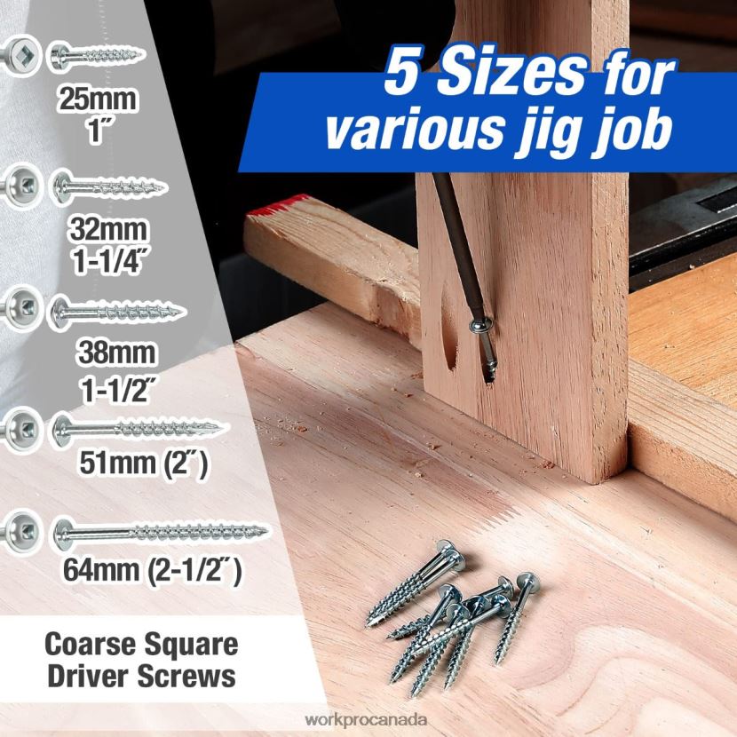 Morden WORKPRO Plastic Plugs Coarse Square Driver Screws Pocket Hole Jig Kit Tool ZNRDXV201