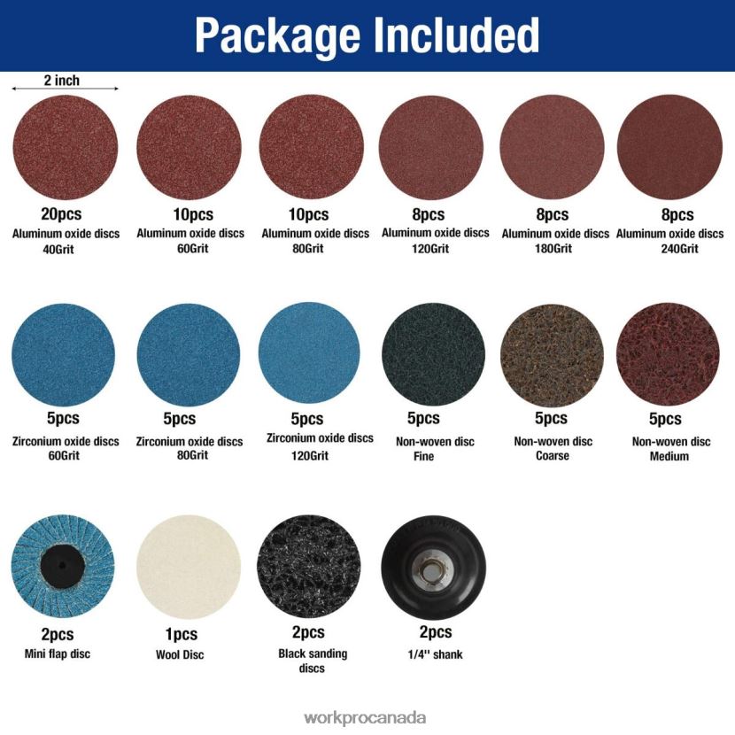 Useful WORKPRO 101 Pcs Sanding Discs Set 2 inch Discs with 1/4 inch Holder Tool ZNRDXV193