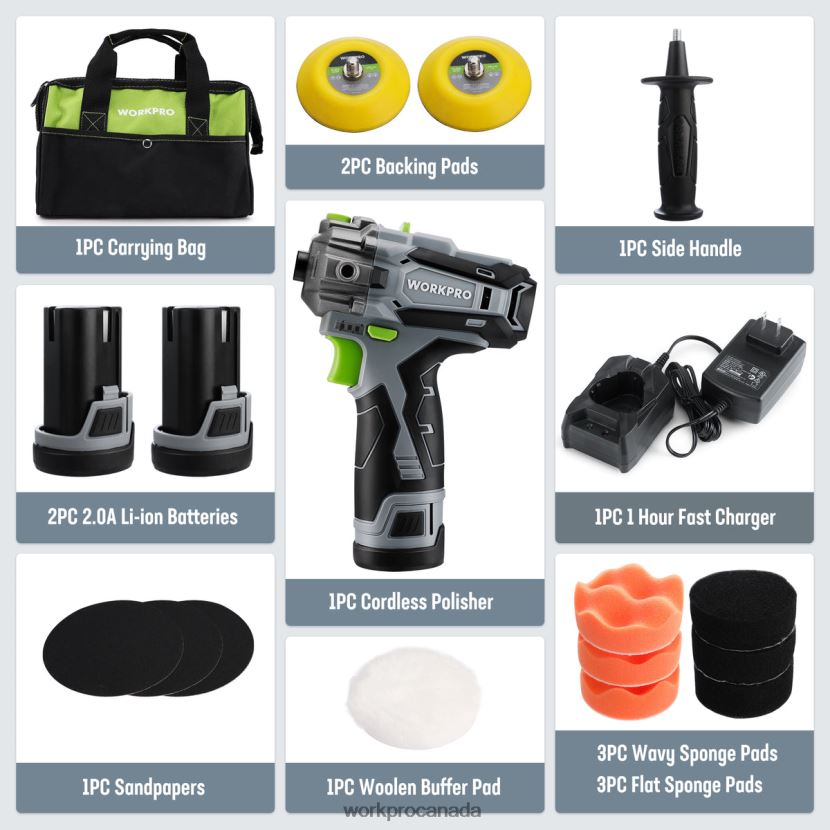 Useful WORKPRO 12V Cordless Polisher, Mini Car Detailing Buffer & Sander Machine Kit with 2 Li-Ion Batteries Tool ZNRDXV229