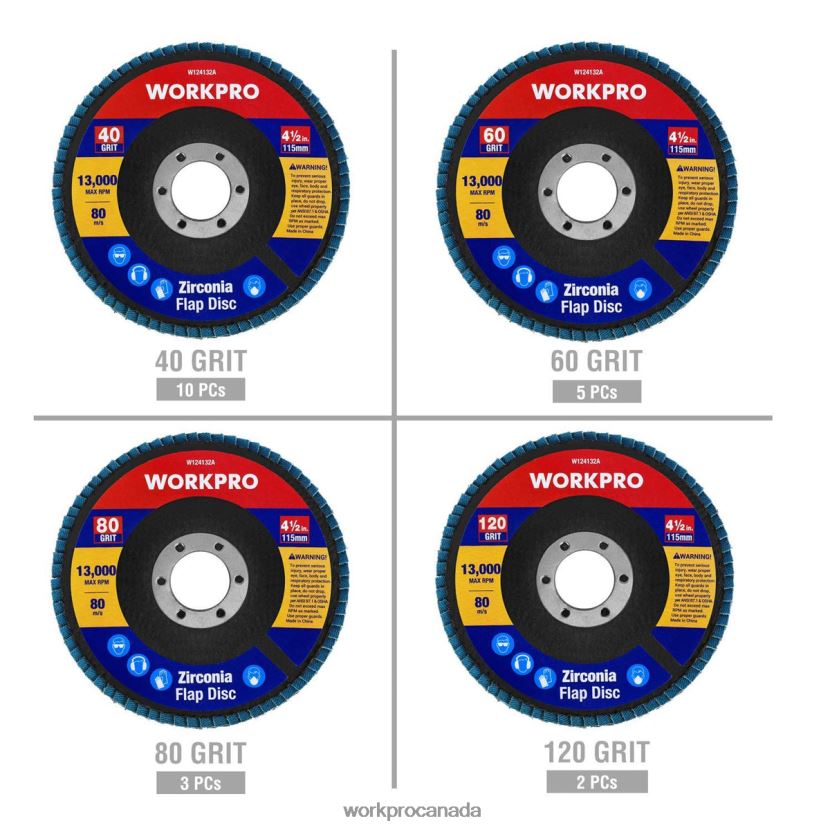Useful WORKPRO 20 Pcs Flap Discs Zirconia Abrasive Grinding Wheel and Flap Sanding Disc Tool ZNRDXV209