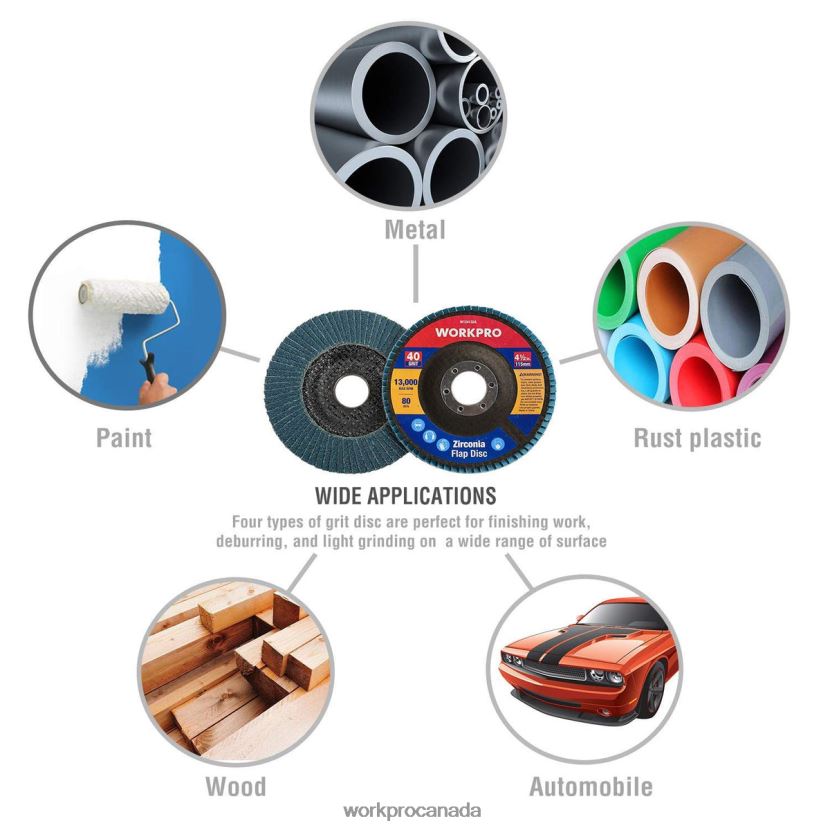 Useful WORKPRO 20 Pcs Flap Discs Zirconia Abrasive Grinding Wheel and Flap Sanding Disc Tool ZNRDXV209