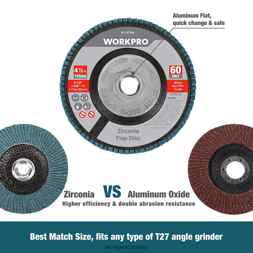 Useful WORKPRO 5 Pack Zirconia Flap Disc, Angle Grinder Sanding Disc, 4-1/2 inch Grinding Wheels Tool ZNRDXV206